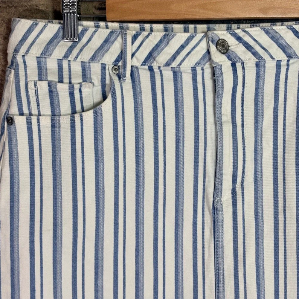 LOFT Womens Blue White‎ Striped Denim Mini Skirt Size 14 Summer Casual Preppy